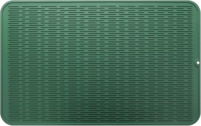 MicoYang Silicone Dish Drying Mat for Multiple Usage,Easy clean,Eco-friendly,Heat-resistant Silicone Mat for Kitchen Counter or Sink,Refrigerator or Drawer Liner Green 3XL 28 inches x 18 inches