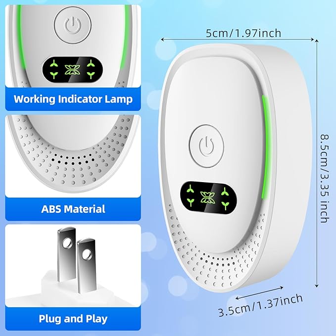 Plug In Air Purifier-Plug In Negative Air Ionizer for Home Use,Air Ionizers for Home with Green Light for Pets Dust Odor Smoke,Negative Ion Technology Freshener for Bedroom,Office,Garage Room