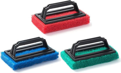 Scrub Sponge Brush with Handle for Bathroom, Bathtubs, Tiles, Glass, Wall, Ceiling and Floors - Ergonomic Handle, Versatile - 1 Count