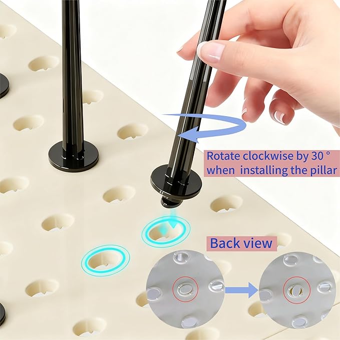 3pcs Pegboard Dish Drying Rack - Countertop Cabinet Organizer for Plates, Cups | Fits Drawer Storage & Book Holder (Beige)