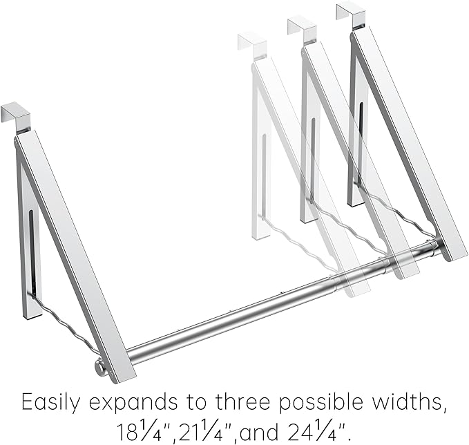 Hleelomi Clothes Drying Rack for Laundry Room Organization,Foldable Over The Door Drying Racks for Saving Space, Silver 2 Racks and A Rod