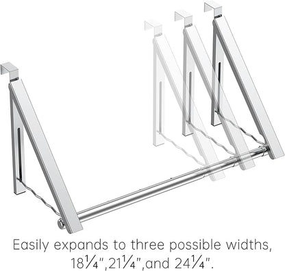 Hleelomi Clothes Drying Rack for Laundry Room Organization,Foldable Over The Door Drying Racks for Saving Space, Silver 2 Racks and A Rod