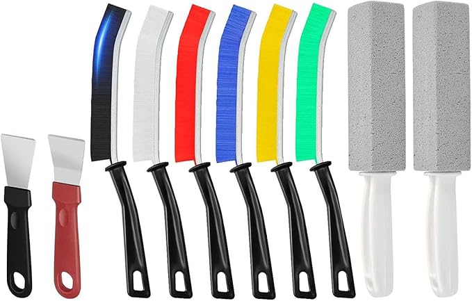 TuTuYa 10PCS Cleaning Brush Set, Household Cleaning Tools for Groove, Tiles, Window Track, Toilet, Bathroom, Stove, Pot, Sink, Faucet