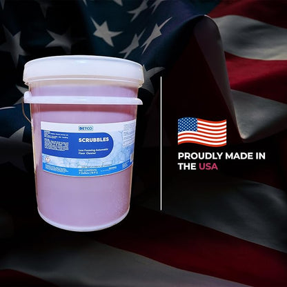 Scrubbles Low Foaming Automatic Floor Cleaner, Industrial Strength Concentrate - Deep Cleaning Solution for Concrete Floors, 2oz Per Gallon of Hot Water, 5 Gallons