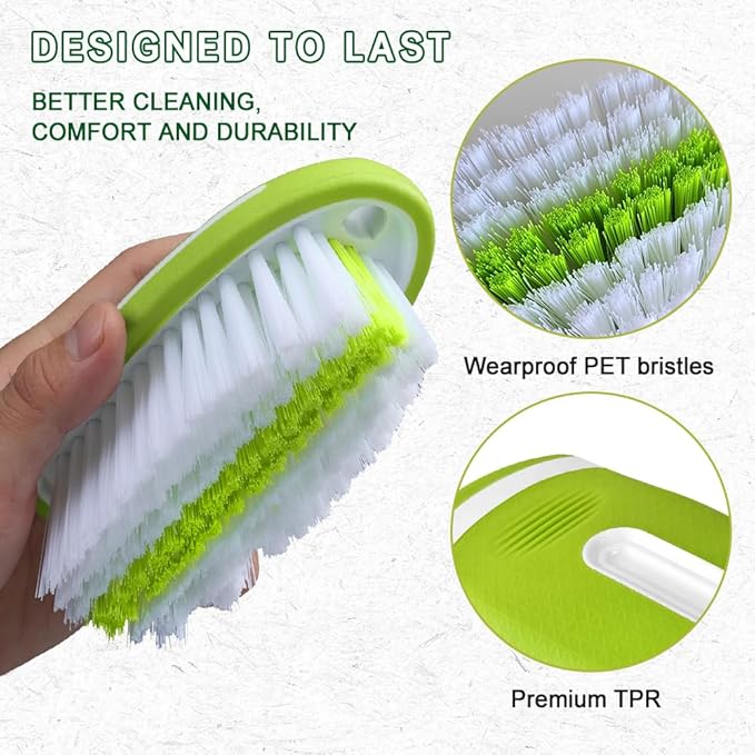 Carpet and Upholstery Cleaning Brush, Stiff Bristle Carpet Detailing Scrubber Brush, Multi-Functional Car Detailing Scrub Brushes, Cleaning Brushes for Car and Home Couch Floor Mats (Green)