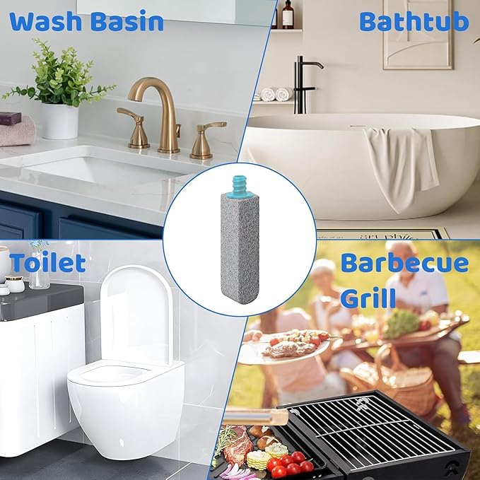 Pumice Stone Toilet Bowl Cleaner with 11.8 Inch Handle, Multi-Surface Cleaning Tool for Bathroom, Pool, Grill (10 Pack)
