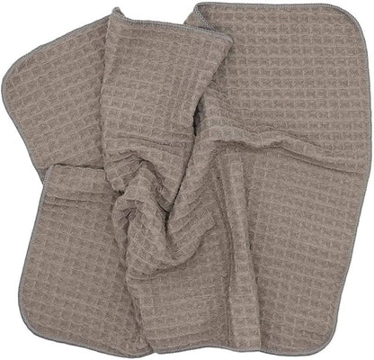 Waffle Weave Thick Microfiber Dish Drying Towels Absorbent Tea & Hand Towel Lint Free 16x24 Inch 3 Pack Gray