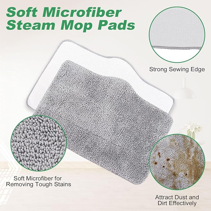 Microfiber Steam Mop Pads Compatible with ACHTFACH & ScrubWiz Steam Mop, Washable & Reusable Microfiber Steam Mop Cloth for All Types of Surfaces