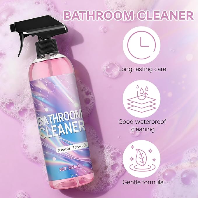 Bathroom Cleaner, Powerful Pink Bathroom Cleaner Spray, Bathrooms Descaler Foam Cleaners for Sink Tub Floor Tile (10 Fl Oz)