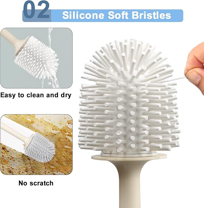Toilet Brush Dinosaur Shape,Cute Shape Look, TPR Bristles Round Brush, Compact Size Toilet Brushes Floor Standing, 1-Pack