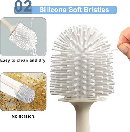 Toilet Brush Dinosaur Shape,Cute Shape Look, TPR Bristles Round Brush, Compact Size Toilet Brushes Floor Standing, 1-Pack
