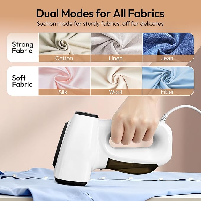 3500Pa Vacuum Steamer for Clothes - 2 in 1 Portable Suction Handheld Vacuum Iron,30s Rapid Preheating,Auto-off,Light Steamer for Travel/Home