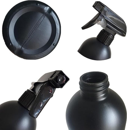 Plastic Spray Bottle for Hair, Plant Mister, and Cleaning - 500ml/17OZ Black Pack of 4
