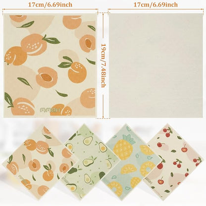 8Pcs Kitchen Dishcloths Absorbent Dish Cleaning Towels Washable Reusable Dish Cloths Non-Scratch Dishcloths Multipurpose Dish Towels with 4 Clips for Kitchen Bathroom 17x19x0.2 cm
