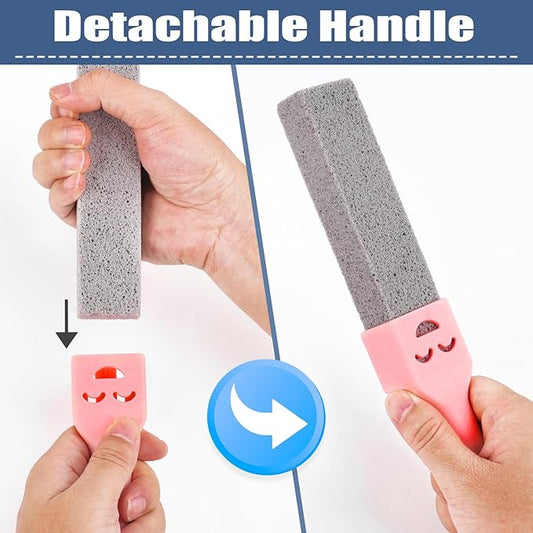 Navona 34 Pack Pumice Stone Scouring Sticks with 3 Universal Handles, Grey Pumice Stone for Cleaning Toilets, Bathrooms