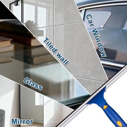 BITOPE 14 inch Shower Squeegee for Glass Door with 2pcs Rubber Refills Extension Handle Window Car Windshield Cleaner Tool for Cleaning Shower Door Mirrors Tile Walls Bathroom RVs