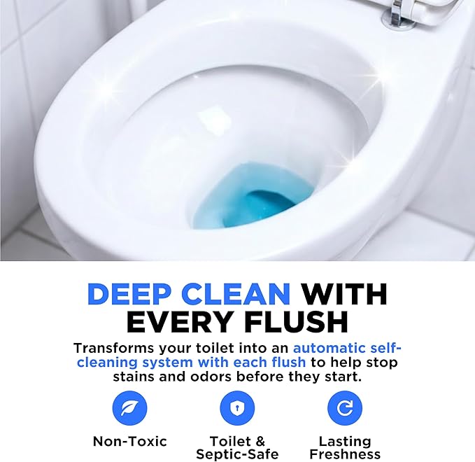 Happy Toilet Cleaner Automatic Toilet Bowl Cleaner - Easy to Install Toilet Tablet Holder - Self-Cleaning Toilet System, Deep Clean with Every Flush - Made in the USA