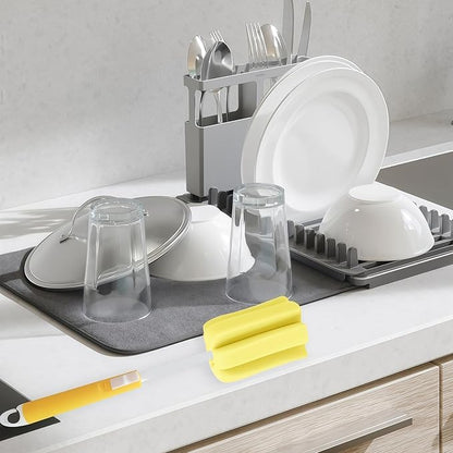 3PCS Dishwashing Foam Sponge Brush with Adjustable Long Handle Bottle Scrubber Cleaning Sponges Brushes Cleaner Soft for Baby Bottle Kitchen Clean Glasses Mugs Cups (Color Random)