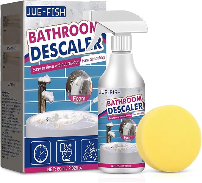 2.02 Oz Bathroom Descaler Foam Cleaner Spray, 2025 Upgraded Bathroom Descaler Foam Cleaner, All Purpose Rinse Cleaning Foams For Bathtub, Toilet, Glass, Faucet (1 PC)
