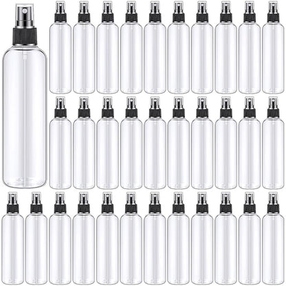 Eccliy 32 Pcs 8 oz Spray Bottles Fine Mist Plastic Spray Bottles Clear Empty Sprayer Hairs Refillable Travel Sprayer with Pump Cap for Cleaning Oils Travel Perfumes(Black,Clear)