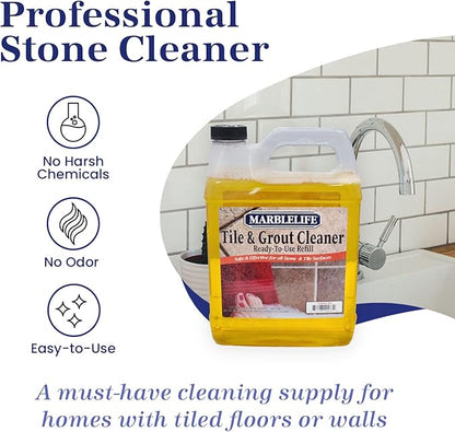 Marblelife Tile & Grout Cleaner - Tile and Grout Cleaner for Floors, Pools, Bathroom Shower, Bath & Other Surfaces, Safe & Effective, Ready-To-Use Refill Gallon