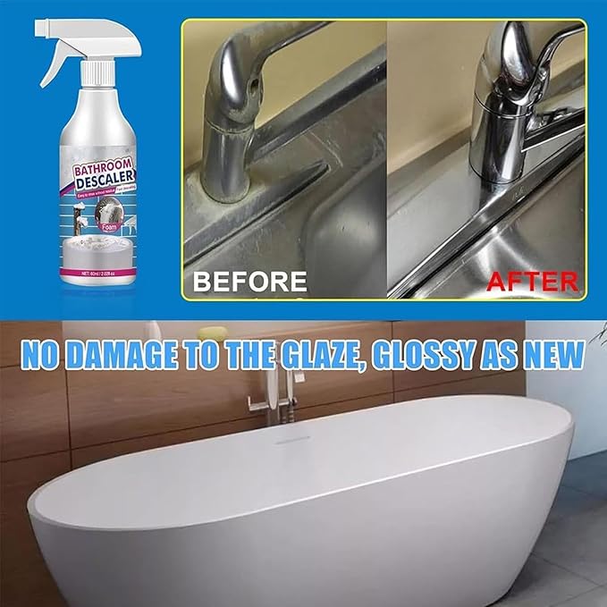 2025 New Bathroom Descaler Foam Cleaner, Multipurpose Stubborn Stains Cleaner, Bathroom Descaler Cleaners, Cleaning Foam Spray for Kitchen Bath Shower Toilet Glass, Easy to Use (1Pcs)
