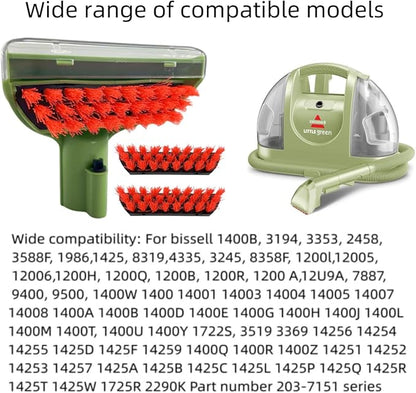Upgraded 5.3in 1400B Little Green Machine Multi-Purpose Tools Brush Replacement Parts Compatible with 1400B 3194 3353 2458 3588F 1986 1425 2513E 3624 Tough Stain Brush Tool Attachments (green 1+2)