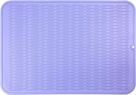 MicoYang Silicone Dish Drying Mat for Multiple Usage,Easy clean,Eco-friendly,Heat-resistant Silicone Mat for Kitchen Counter or Sink,Refrigerator or Drawer Liner Light Purple 2XL 24 inches x 18 inches