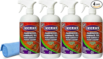 FOLEX Hardwood, Laminate, Tile, Hard Surface & Floor Cleaner with Reusable Cleaning Cloth, Fresh Almond Scent, Residue and Streak Free - 4 Pack