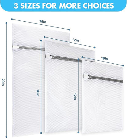 Mesh Laundry Bags for Delicates(Honeycomb), 3 Pcs Laundry Bags Mesh Wash Bags in 3 Sizes(1 Large, 1 Medium, 1 Small), Lingerie Bags for Washing Delicates, Garment Bag for Washing Machine