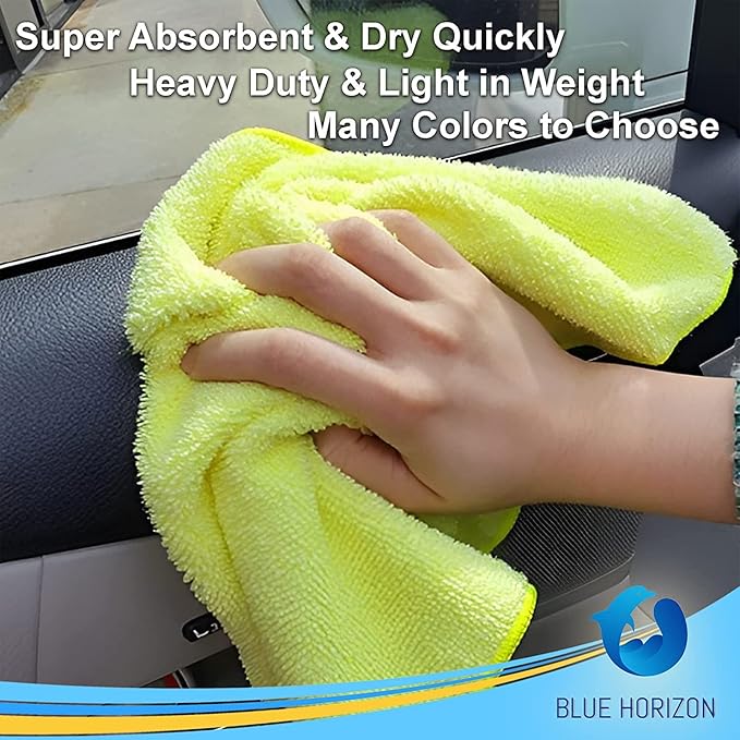 Yellow Microfiber Cleaning Towels, 36-Pack Dual-Sided Ultra Soft Plush Washcloth, Professional Grade Premium Microfiber Detailing Cleaning Cloths, Car, Household and Commercial (Yellow, 16" x 16")