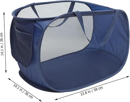 Hemobllo Foldable Mesh Laundry Basket with Handles Large Wire Laundry Hamper for Bedroom Bathroom Nursery Organizer Bin for Dirty Clothes Storage