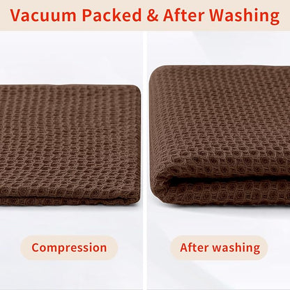 Homaxy 100% Cotton Waffle Weave Kitchen Dish Towels, Ultra Soft Absorbent Quick Drying Cleaning Towel, 13 x 28 Inches, 6-Pack, Coffee