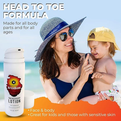 Nirvanta All-in-One AfterBurn Tan Recovery Lotion – Doctor-Formulated Aftersun Lotion w/Natural Ingredients & 14 Essential Oils for All Ages – After Sun Care for Deep Hydration & Peeling Minimization
