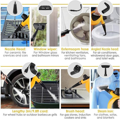Handheld Pressurized Multi-Surface Steam Cleaner, Ease of Cleaning 100% Chemical-Free Steam Cleaner for Home with 11pcs Accessories, Portable Steamer for Deep Cleaning Tile, Grout, Window, Couch,Car