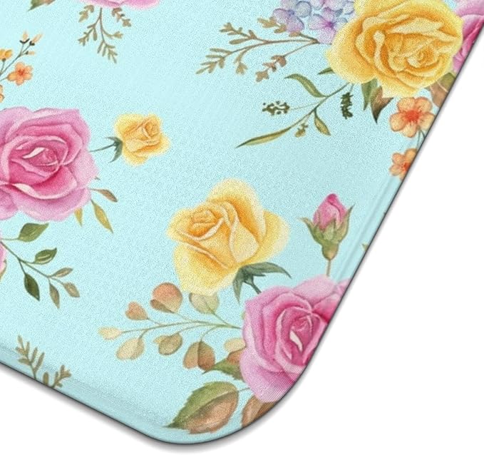 Dish Drying Mat Drainer Pads - Extra Large Microfiber Drying Mats for Dishes Kitchen Counter Super Absorbent Pads for Draining Racks (Floral,18"x24" )