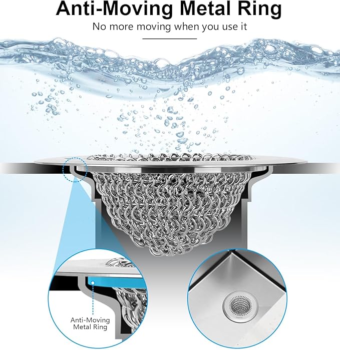 WOKDADA Revolutionary Kitchen Sink Drain Strainer, Patented Reversible Kitchen Sink Strainer, 304 Stainless Steel Sink Strainer Basket, Anti-Clogging & Handmade, Fit US Standard 3-1/2'' Sink Hole
