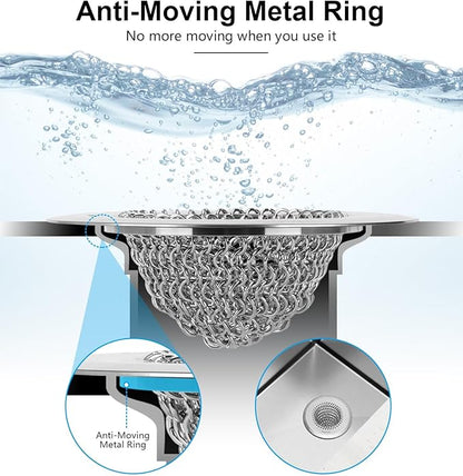 WOKDADA Revolutionary Kitchen Sink Drain Strainer, Patented Reversible Kitchen Sink Strainer, 304 Stainless Steel Sink Strainer Basket, Anti-Clogging & Handmade, Fit US Standard 3-1/2'' Sink Hole
