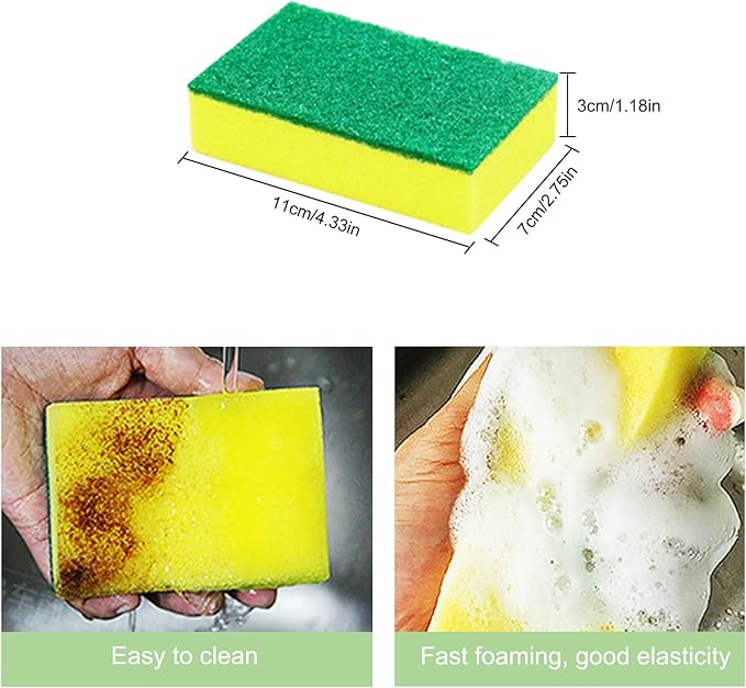 36 Pack Dishwashing Sponge Individually Wrapped, Non Scratch Scrub Sponges Scouring Pad for Household Cleaning, Sink, Pots, Pans, Kitchen,Hotel,Car.