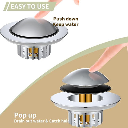 Tub Stopper, Bathtub Drain Stopper, Bathroom Sink Stopper, Pop-up Drain Stopper, Bathroom Drain Plug, Bathtub Drain Stopper, Bathtub Plug for 1-1/2 to 1-3/4" Bath Drain Hole, Easy to Install & Clean
