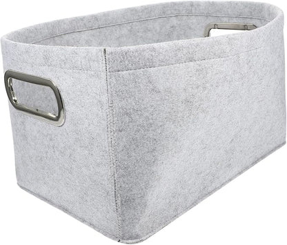Hemobllo Felt Storage Basket Large Capacity Multi Purpose Organizer for Clothes and Sundries Lightweight Laundry Hamper for Home Bathroom Bedroom Light Gray