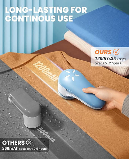 POPCHOSE Fabric Shaver, Lint Remover for Clothes, Electric Lint Shaver with 6-Leaf Blades, Sweater Shavers to Remove Pilling for Clothing, Couch, Furniture, Fuzz, Lint Ball, Bobbles, Light Blue