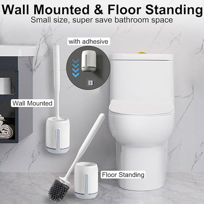 RV Toilet Bowl Brush and Holder, Ventilated Toilet Cleaner Brush with Long Handle and Flexible Bristles, Wall Mount for Motorhome Travel, Travel Trailers, Camper