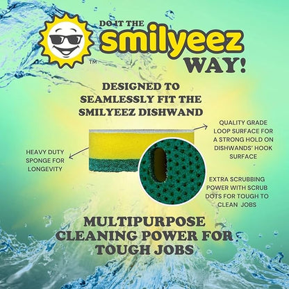 Smilyeez Soap Dispensing Dishwand (Black) with Ergonomic Handle and 4 No-Plastic Sponges - Effortless Cleaning and Long-Lasting Durability - Kitchen and Dishwashing Essential