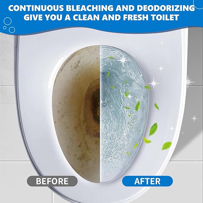 Toilet Bowl Cleaner Tablets, Automatic Toilet Bowl Cleaners with Bleach for Deodorizing and Descaling, Toilet Tabs Drop in Tank Against Tough Stains, 12 Packs