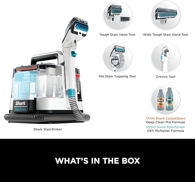 Shark PX200 StainStriker Portable Carpet & Upholstery Cleaner, Spot, Stain, & Odor Eliminator, Perfect for Pets, Carpet, Area Rugs, Couches, Upholstery, Cars & More, Navy (Renewed)
