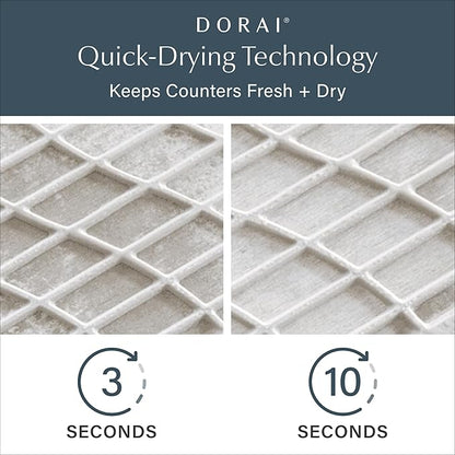 Dorai Home Dish Pad - Collapsable Stone Dish Drying Mat with Diatomaceous Earth for Quick Drying - Ultra Absorbent - Encased in Woven Silicone - Eco-Friendly, Foldable - Original 19.9"x15.2" Sandstone