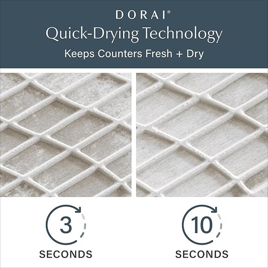 Dorai Home Dish Pad - Collapsable Stone Dish Drying Mat with Diatomaceous Earth for Quick Drying - Ultra Absorbent - Encased in Woven Silicone - Eco-Friendly, Foldable - Original 19.9"x15.2" Sandstone