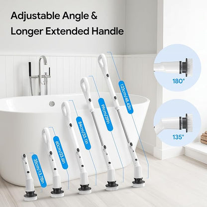 Electric Spin Scrubber,2026 New Cordless Cleaning Brush,Shower Cleaning Brush with 7 Replaceable Brush Heads, Power Scrubber 3 Adjustable Speeds,Detachable Long Handle & IPX7 Waterproof