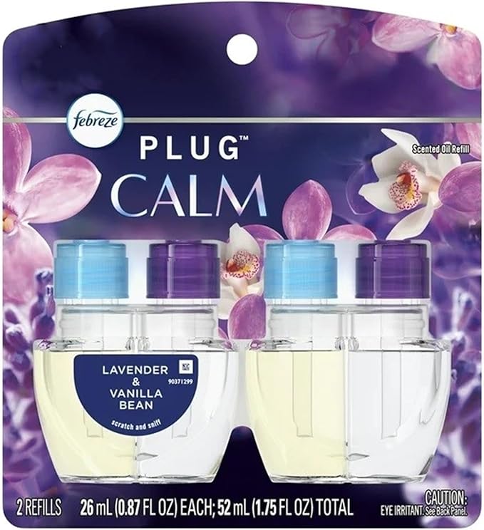 Febrezee Plug In Refills New Edition Plug In for Odor-Fighting Fade Defy PLUG Air Freshener, (2) Count of 0.87 fl oz Refills (Calm)